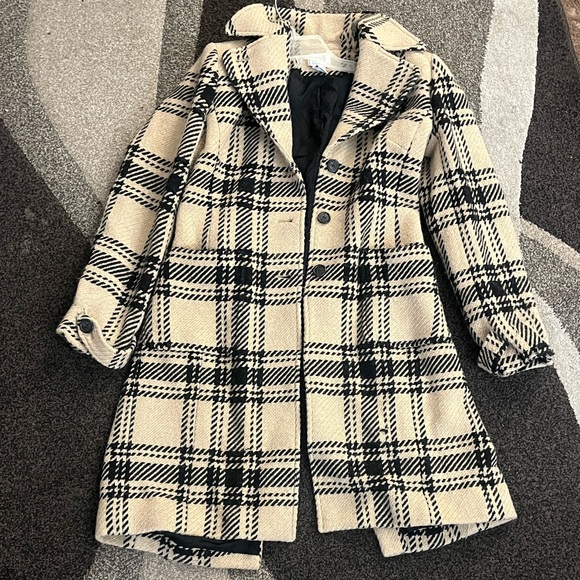 LOFT Jackets & Blazers - Ann Taylor LOFT Camel Black Plaid Wool Blend Coat Size 2
